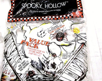 Spooky Hollow White Spider Web with Spiders 120g Halloween Decor