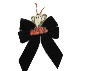 Halloween Theme Decorative Wreath Bow Ghost Pumpkin