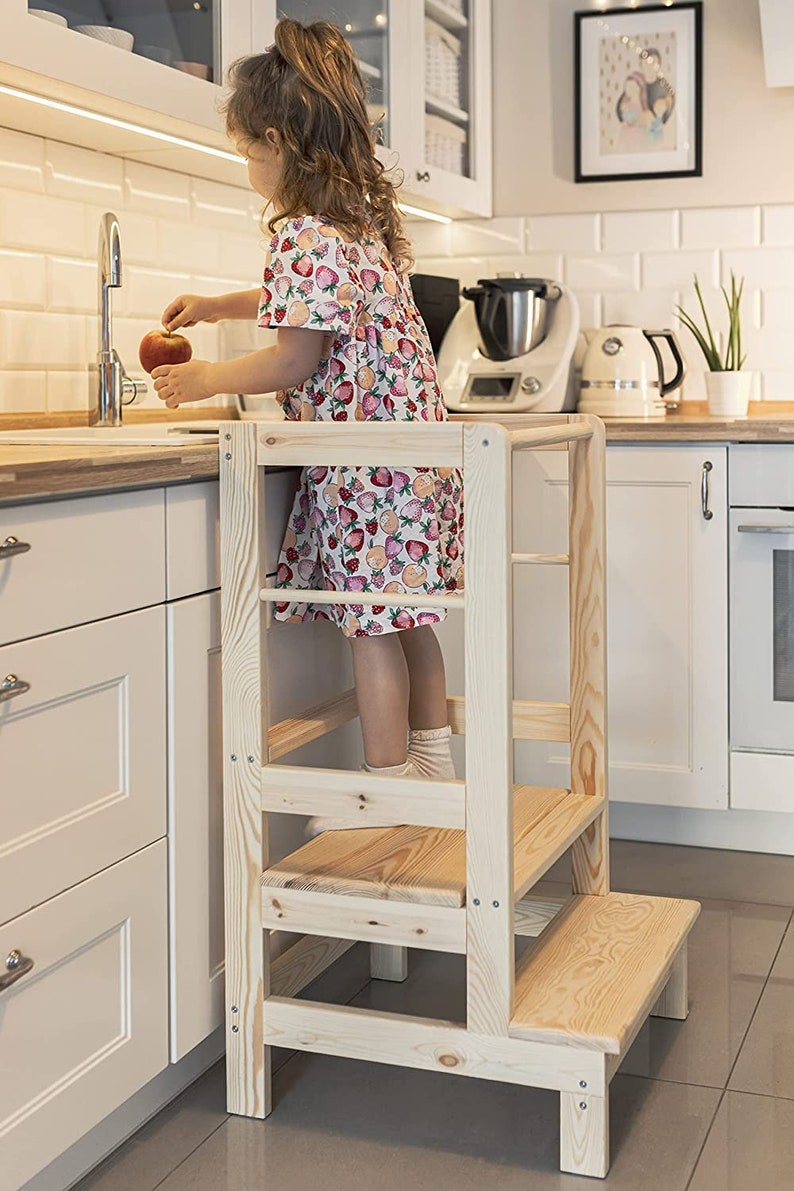 BESTFORM Tour d'apprentissage pour Enfants Tour d'observation Plateforme de cuisine Montessori Kitchen Helper Learning Tower image 5