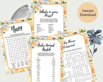 Rose Thistle Baby Shower Game Bundle