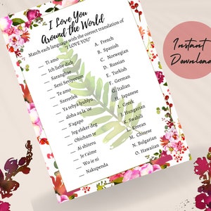 Brautparty Spiel, Ich liebe dich auf der ganzen Welt, Instant Download