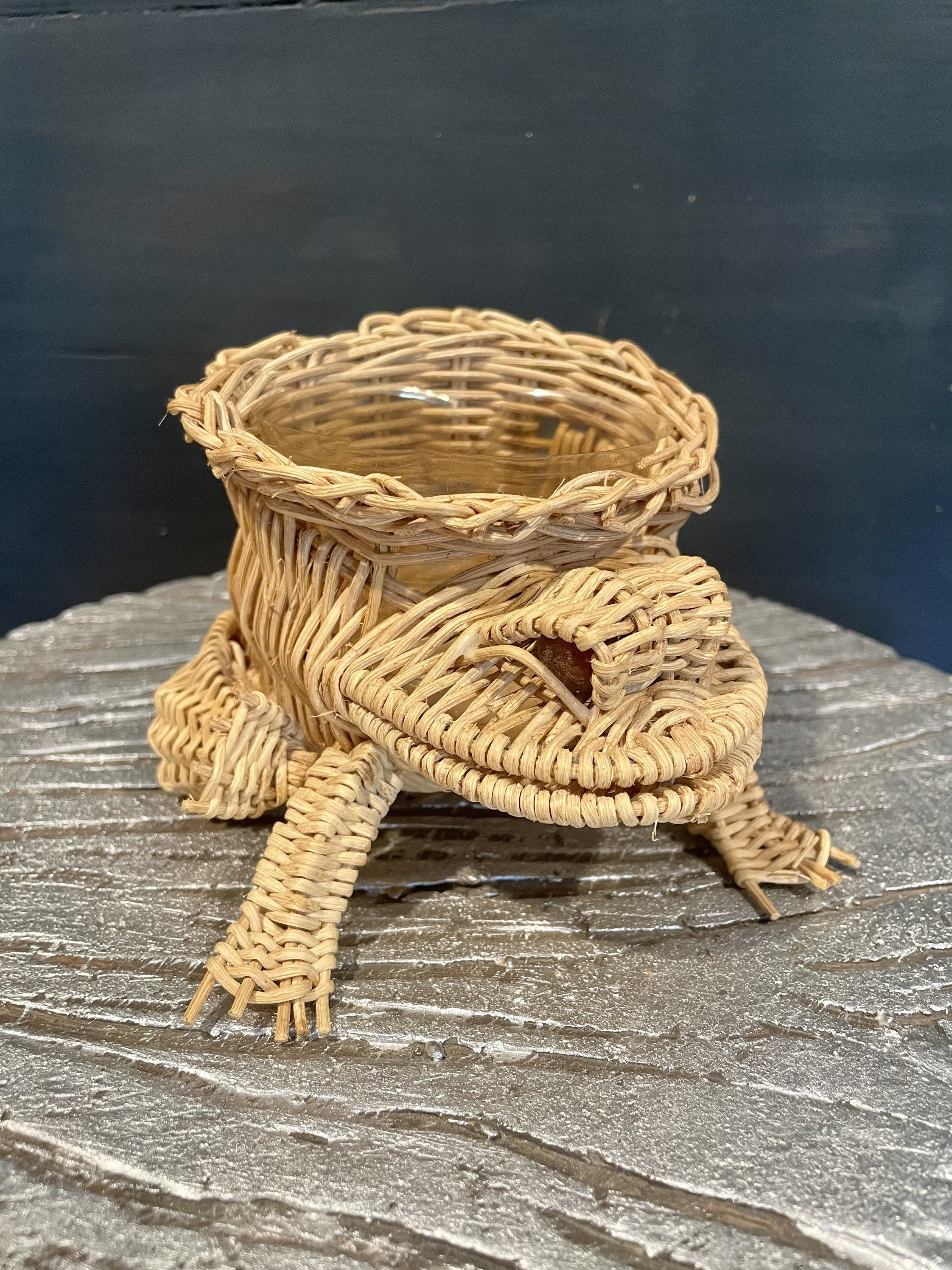 Vintage Wicker Frog Planter Etsy