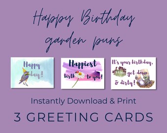 Garden Pun Birthday Cards-Set of 3
