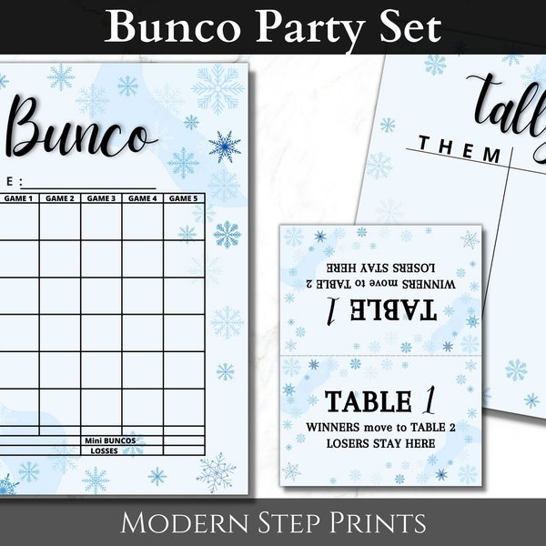 Bunco Printable Winter Bundle of Score Cards for Bunco Birthday Game Activity Christmas Family Frozen Birthday Party Game Christmas Game