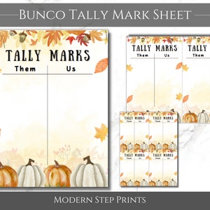 Printable Fall Bunco Bundle of Score Cards, Tally Sheets and Table ...