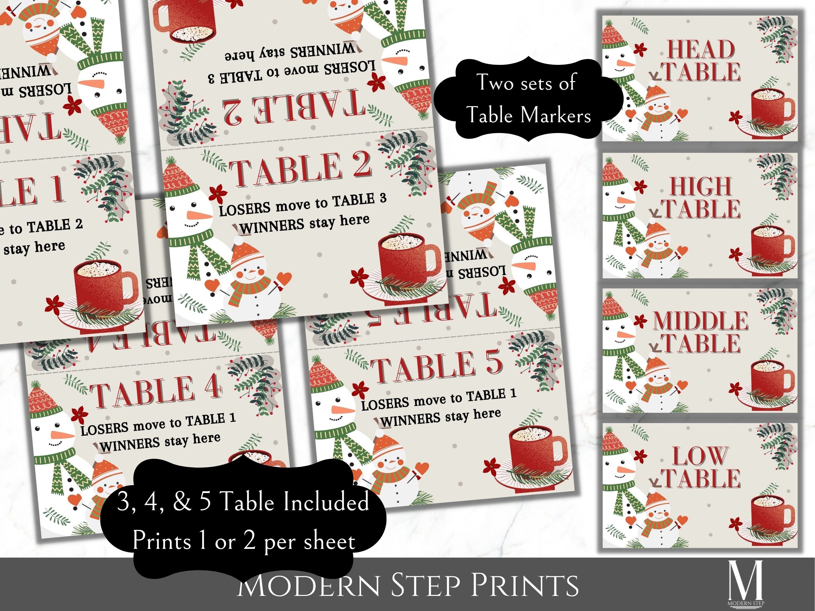 Bunco Christmas Printable Package of Score Cards, Tally Sheets, Snowmen ...