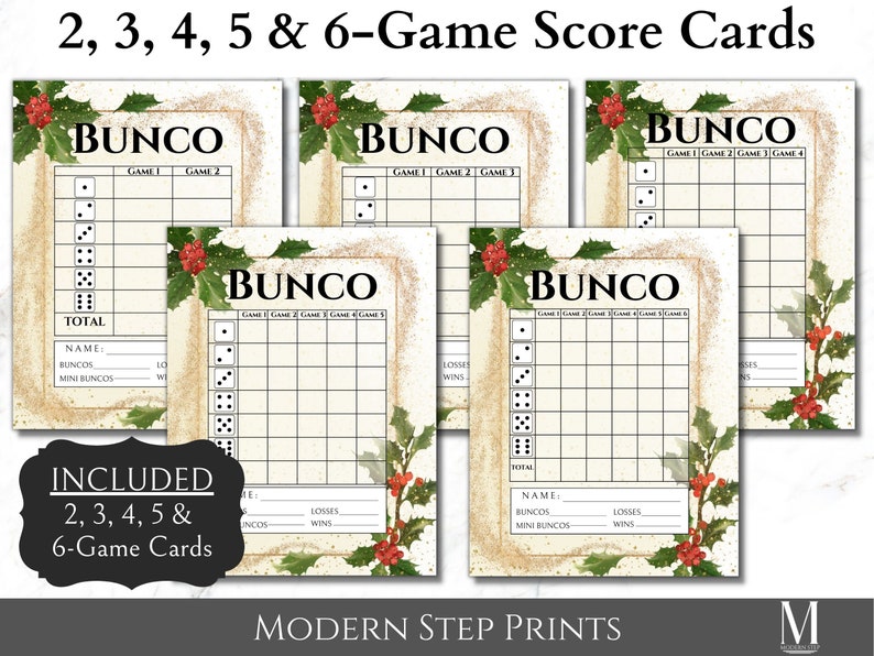 Christmas Bunco Score Sheet Bunco Party Game Night Activity Family ...