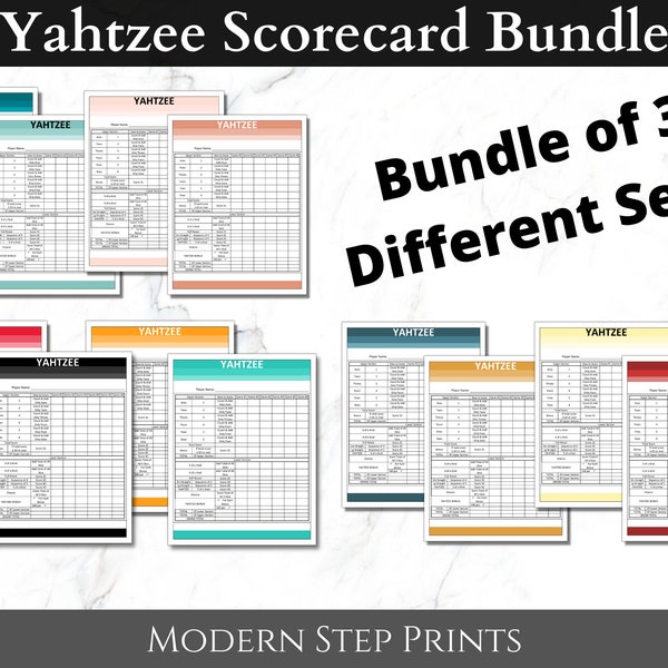 Yahtzee Score Card Bundle Set | Yahtzee Score Pad | Scoresheet | Old School | Fun & Dice Games | Mini Score Cards | Printable PDF | Digital