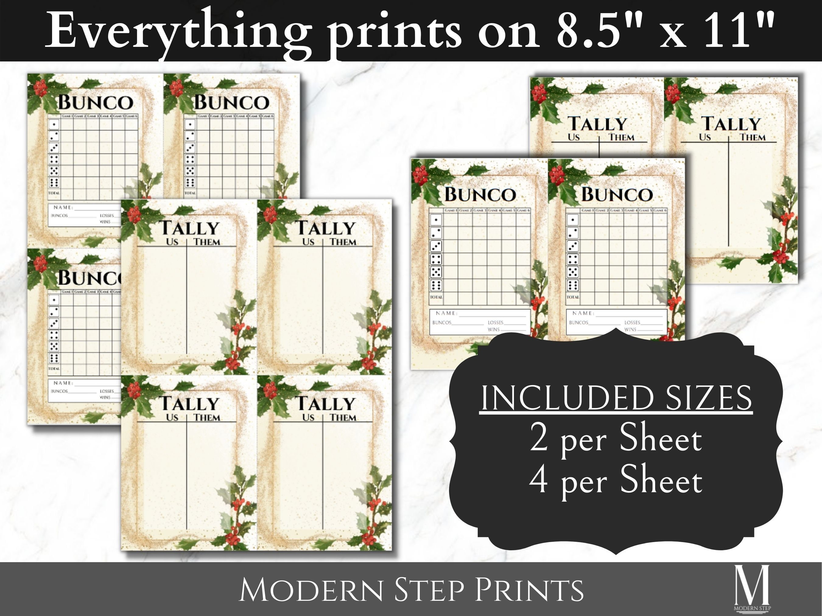 Christmas Bunco Score Sheet Bunco Party Game Night Activity - Etsy