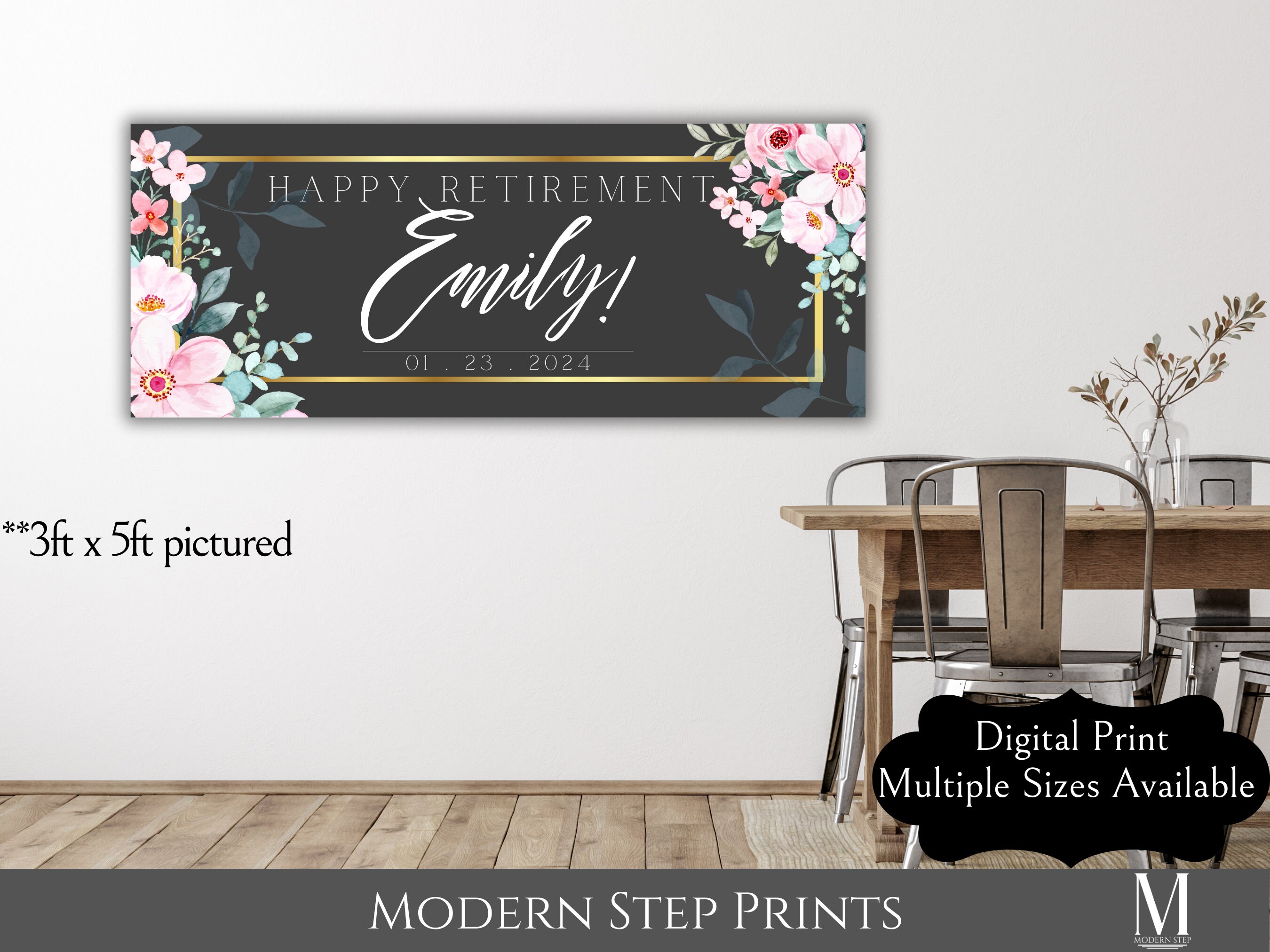 Retirement Banner, Printable, Large Banner 3ftx5ft, Retirement Sign ...