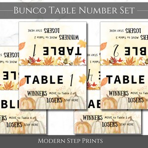 Printable Fall Bunco Bundle of Score Cards, Tally Sheets and Table ...