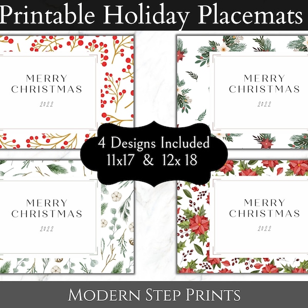 4 Christmas Placemats Set of 4, Merry Christmas 2022, Holiday, Church, Party Planning, Family Gathering, Xmas Table Setting Serviettes PDF