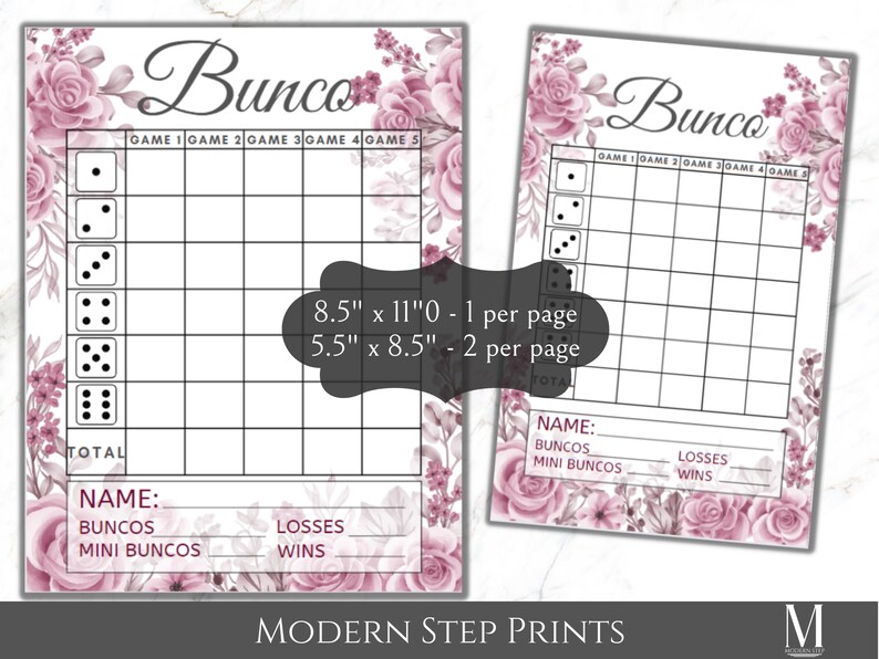 Printable Floral Easter Bunco Card, Bridal Baby Shower, Valentine's ...