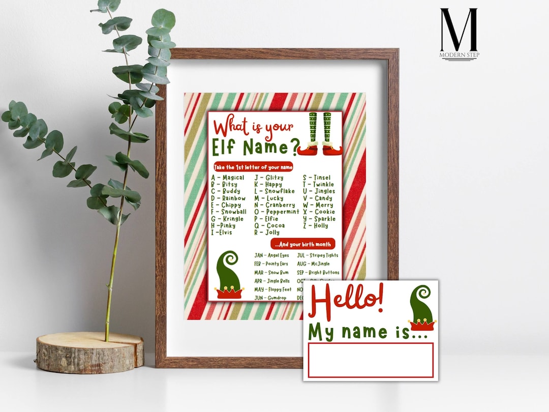 Elf Name Game, Elf Name Tag Game, Elf Name Printable, Christmas Party