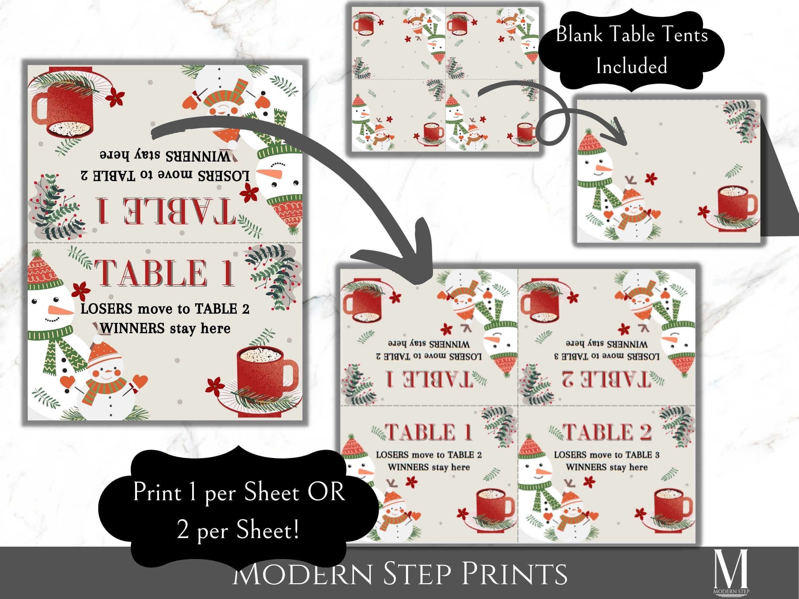 Bunco Christmas Printable Package of Score Cards, Tally Sheets, Snowmen ...