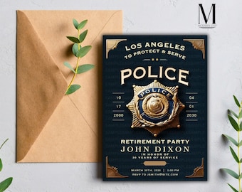 Police Retirement Invitation Printable Invitation for Retirement Party Decor Police Officer Gift Police Retirement Sign Police Party Invite