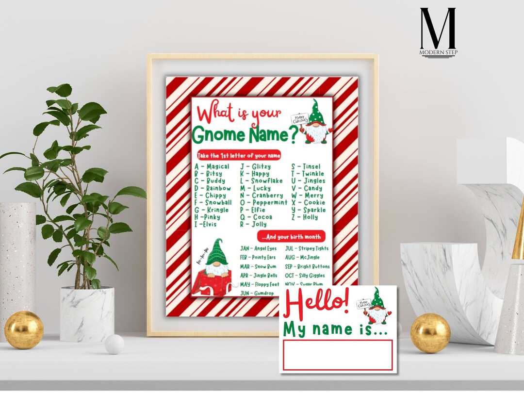 Elf Name Game, Elf Name Tag Game, Elf Name Printable, Christmas Party