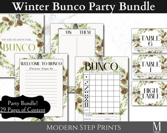 Bunco Score Sheet Set of Christmas Bunco Party Decorations for Bunco Brunch Game Night Friends Easy Birthday Holiday Party Greenery Bunko