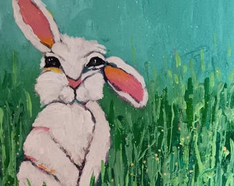 Bunny Love Acrylic Painting Wall Art