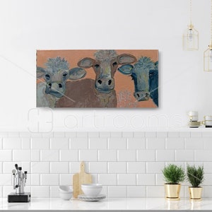 Moo-Valish Acrylic Cow Painting Original Art Wall Decor