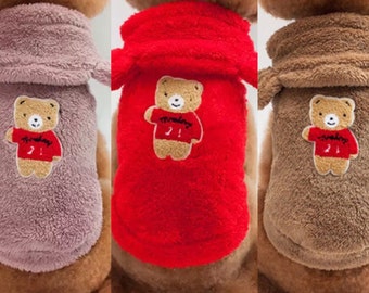 Dog Fleece Bear Ears Coat