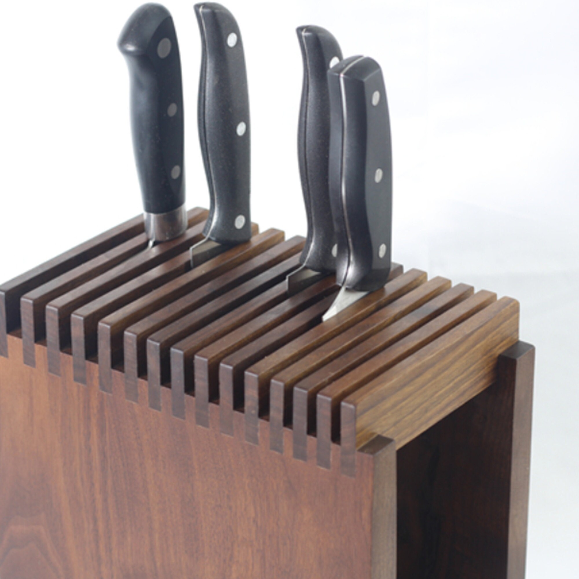 Black Walnut Knife Block Solid Wood Knife Block Vertical Kitchen Knife Block  Minimalist Knife Block 