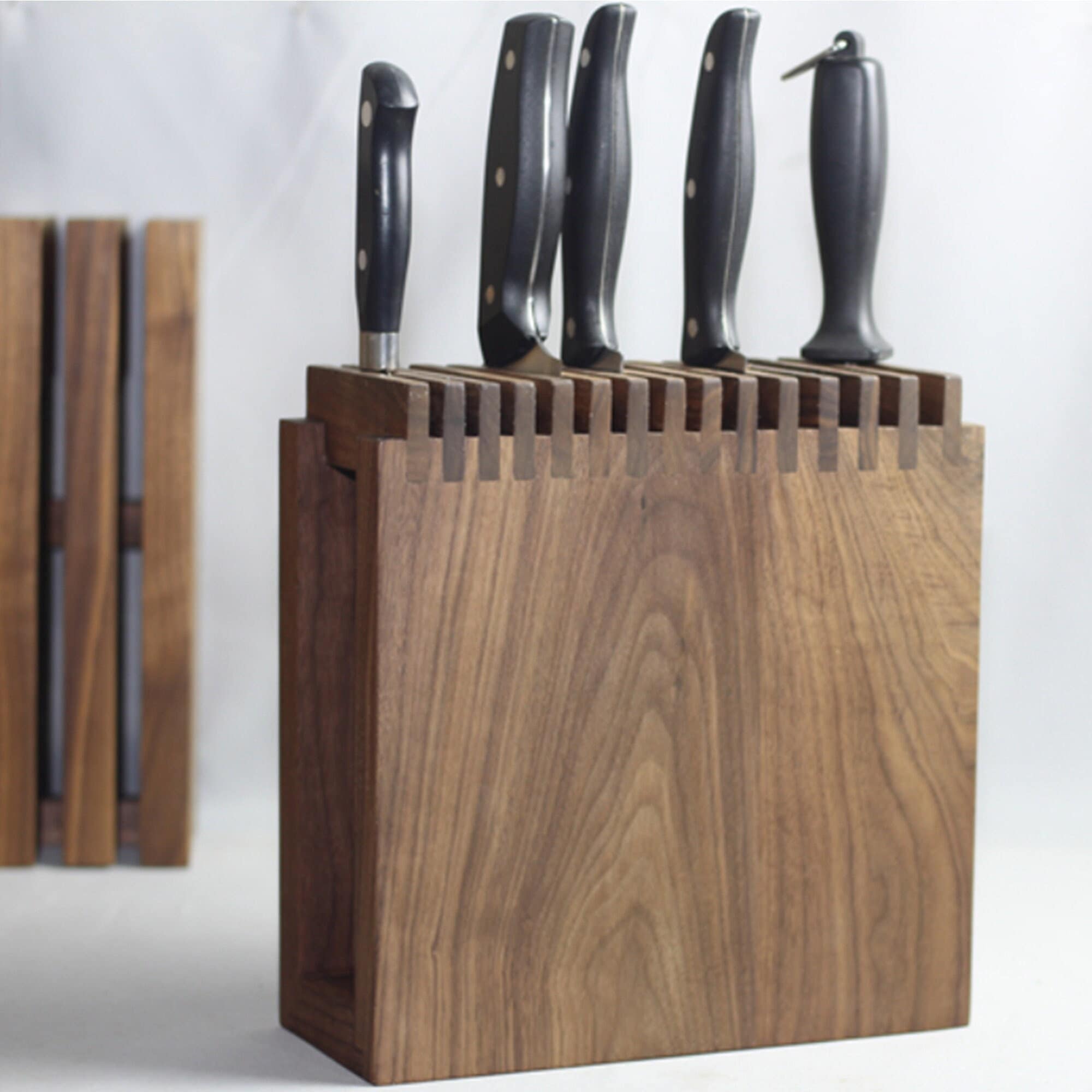 Black Walnut Wood Knife Holder For Kitchen Knives Storage - Temu