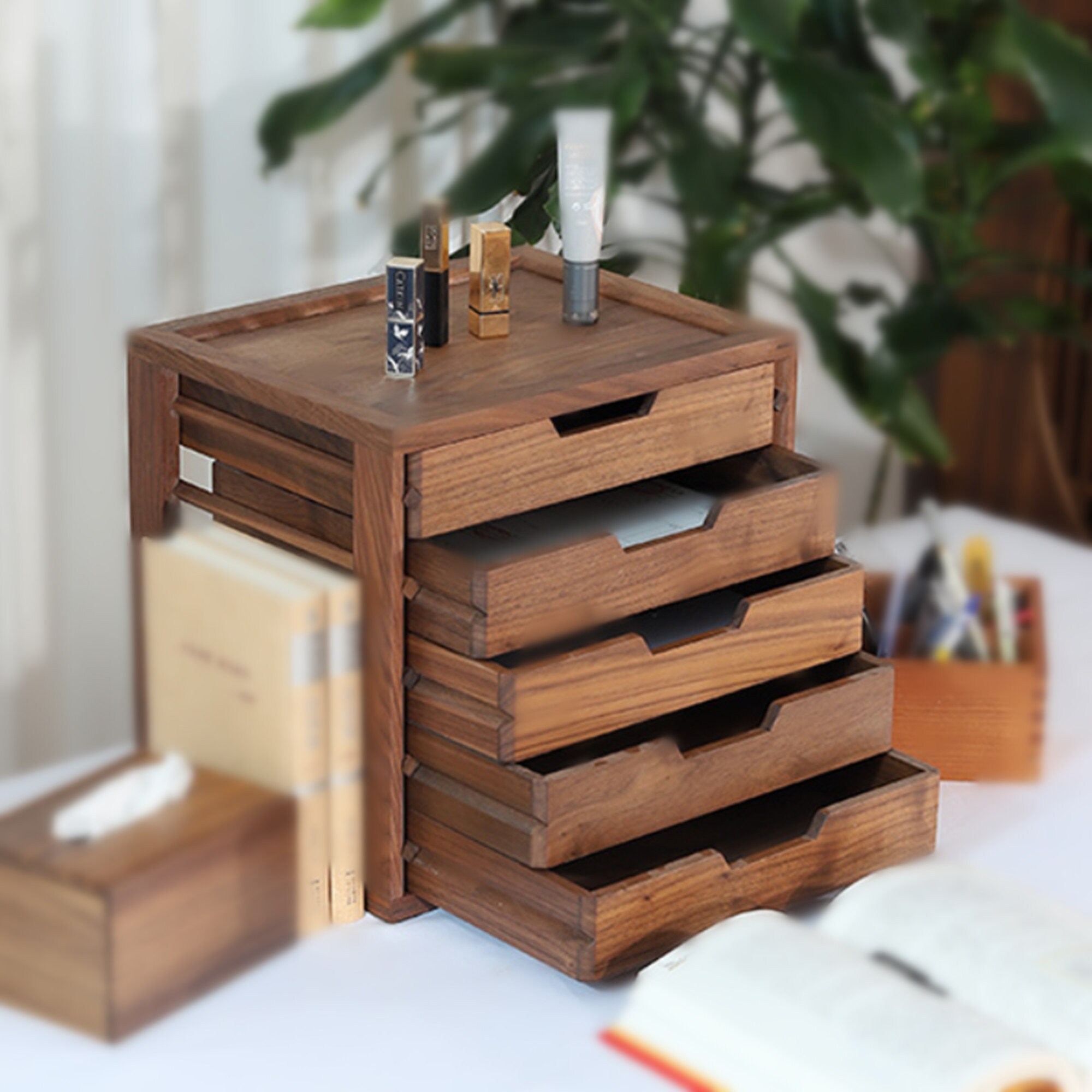 Solid Wood Drawer Storage Box Multidrawer Storage Box Office Storage