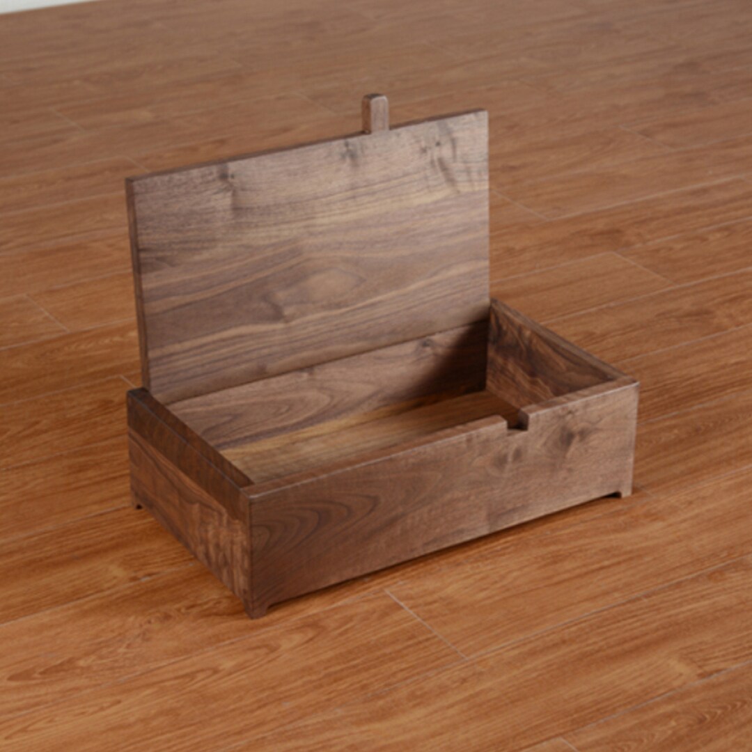 Fliptop Wooden Box / Black Walnut / Solid Wood Storage Box / Desktop