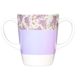 Rosa Lifestyle Two Handled Adaptive Mug 400ml Lightweight Melamine Easy Grip Cup for Elderly Arthritis Parkinson's Tremors (Lilac)