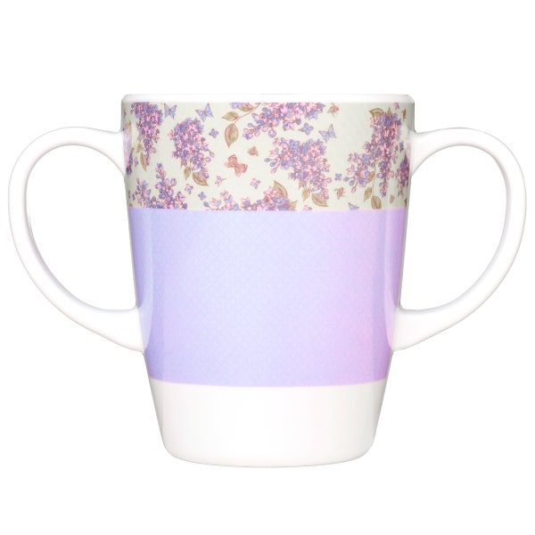 Tasse en mélamine lilas à deux anses Rosa Lifestyle, poids 126 g, aide à la mobilité pour personnes âgées, démence, mauvaise préhension, tremblements, arthrite, maladie de Parkinson