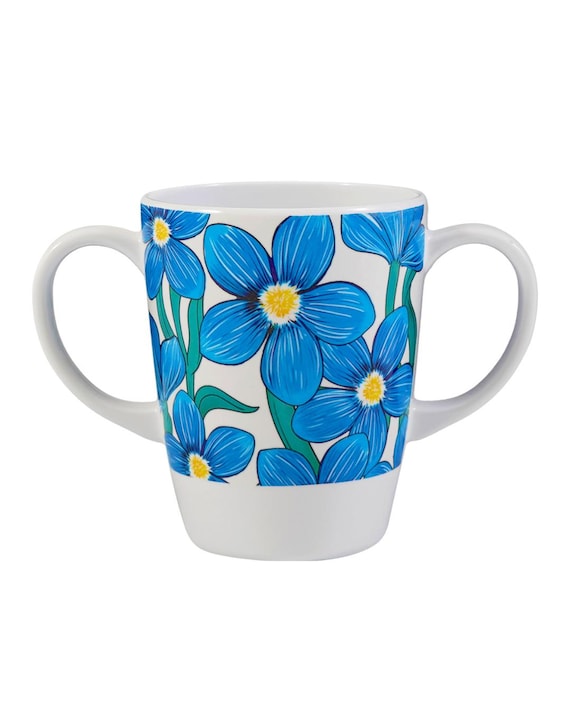 Adaptive Mug: Lightweight Melamine Cup With Two Handles, Blue Floral - Etsy  Israel