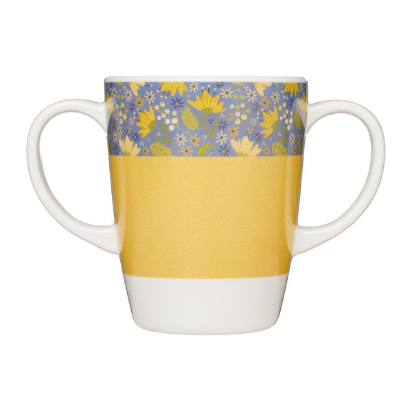 Rosa Lifestyle Yellow Two Handled Melamine Mug, 126g weight, Mobility Aid for Elderly, Dementia, Weak Grip, Tremors, Arthritis, Parkinson’s