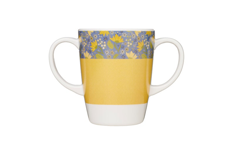 Mug jaune à deux anses en mélamine Rosa Lifestyle, poids 126 g, aide à la mobilité pour personnes âgées, démence, mauvaise préhension, tremblements, arthrite, maladie de Parkinson image 1