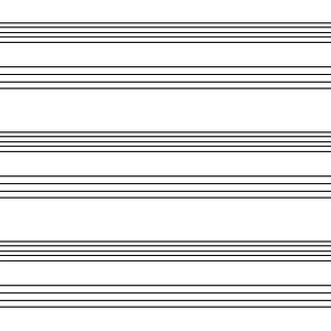 Könnte beinhalten: Drei leere Notensysteme mit Violinschlüsseln. Jedes System hat fünf Linien und vier Zwischenräume.