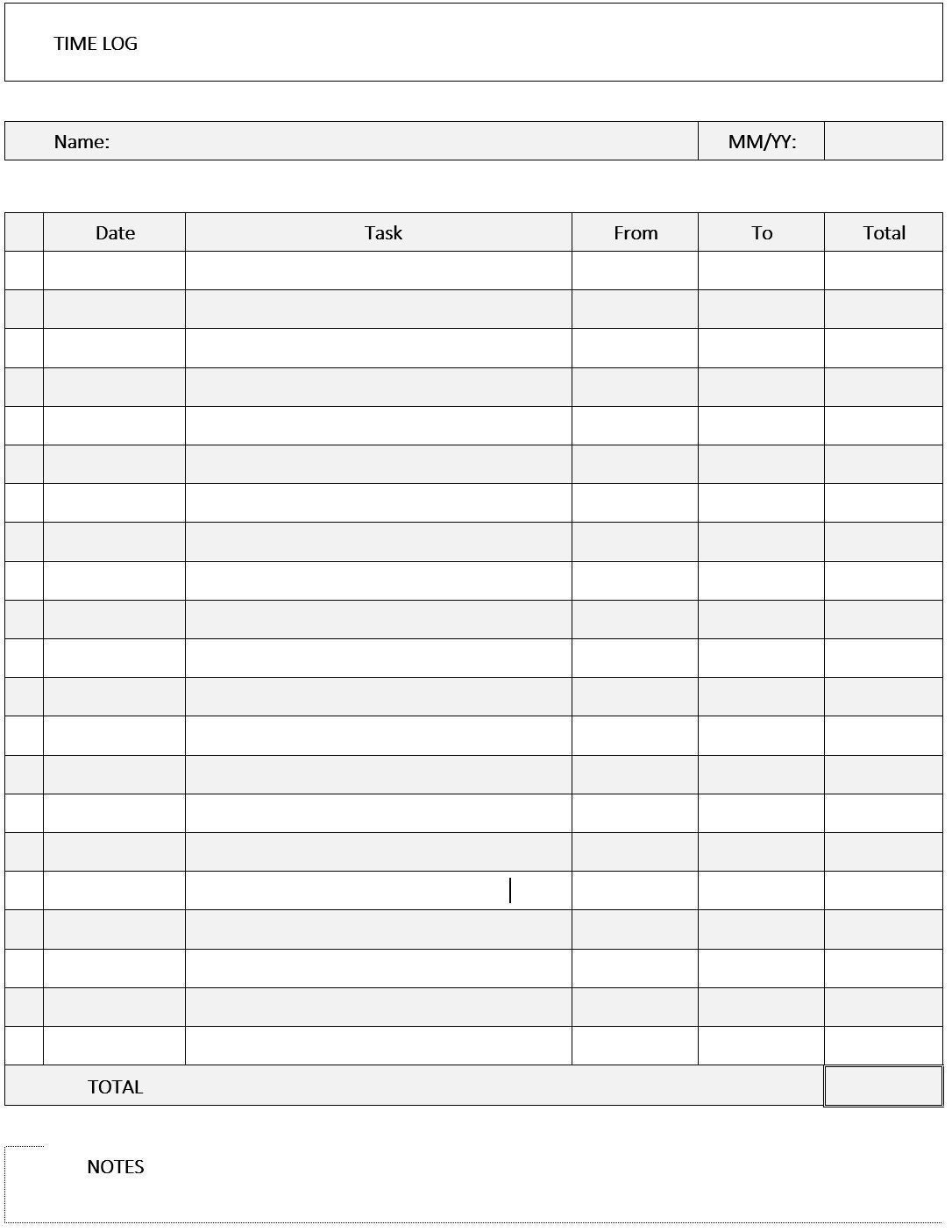Free Printable Time Log Template