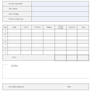 Weekly Caregiver Timesheet | Printable | In-Home or Facility Care Tracking Log | Track Hours, Breaks, Overtime + Notes | Instant Download