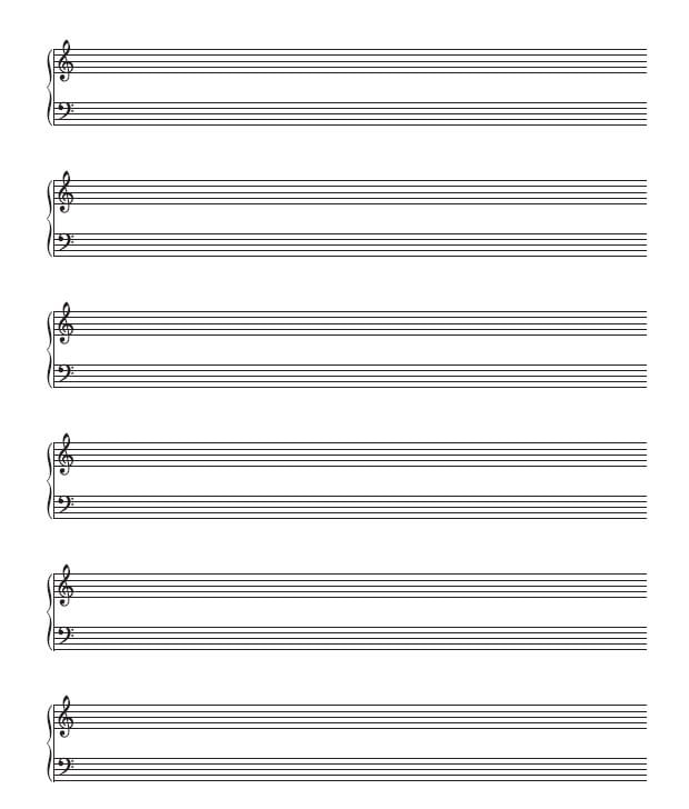 Stave Sheet.pdf Blank Sheet Music: 6 Staves, Bracketed Staff Paper (PDF Download) - Etsy