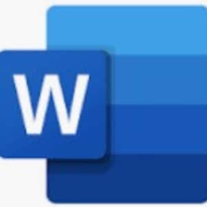 Op de afbeelding: Een blauw Microsoft Word-documenticoon met de letter "W" in wit.