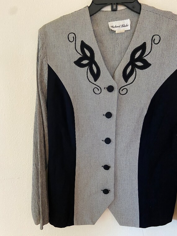 Beautiful Michael Blake  houndstooth button front… - image 2