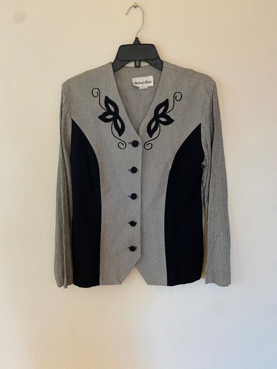 Beautiful Michael Blake  houndstooth button front… - image 7