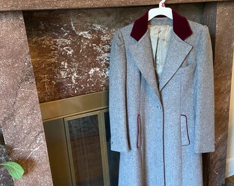 velvet collar coat womens