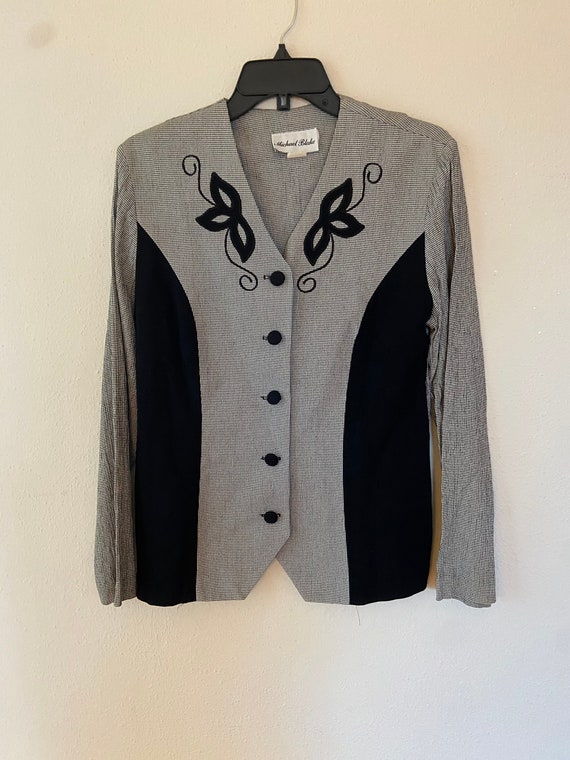 Beautiful Michael Blake  houndstooth button front… - image 1