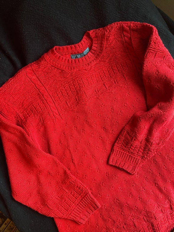 Vintage oversized chunky knit red cable knit sweat