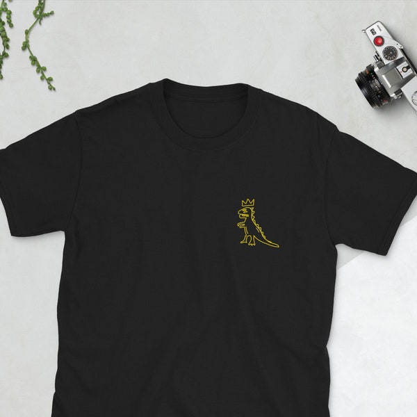 Jean-Michel Basquiat Inspired Shirt | 4 Colors w Dinosaur Pez Dispenser | Black Art T Shirt | Street Art | Graffiti Art