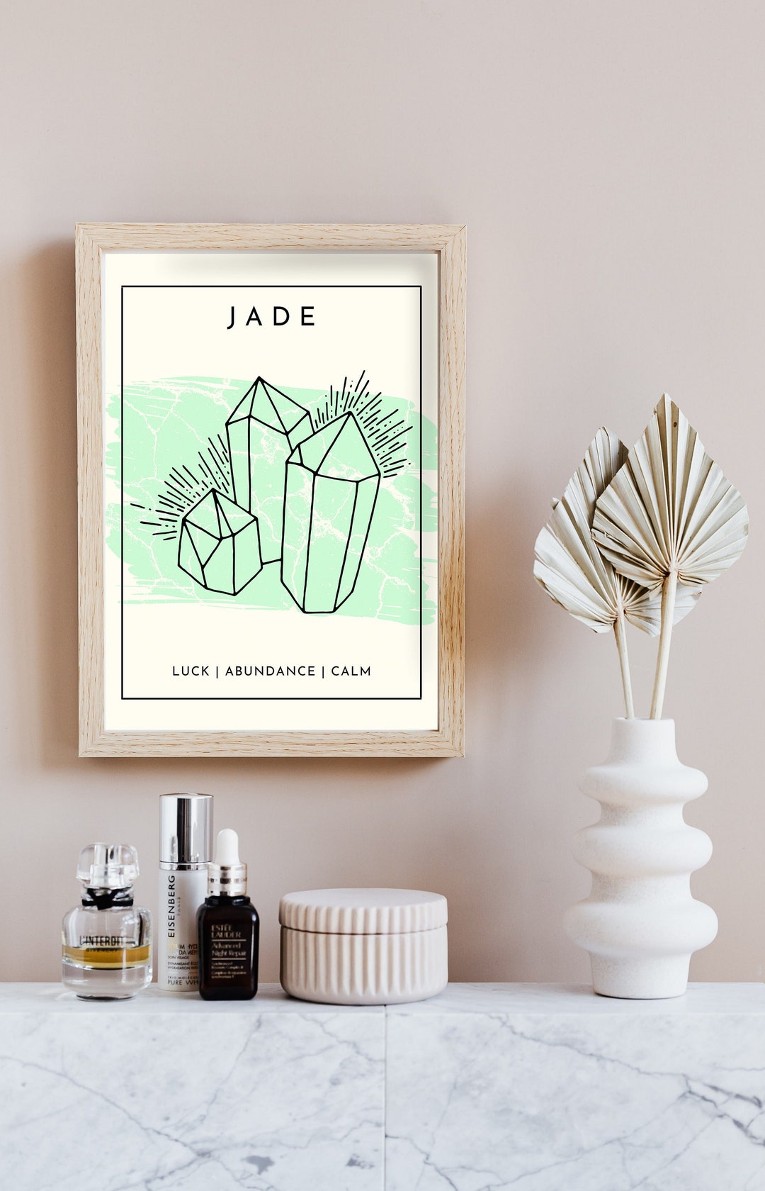 Jade Minimalist Art DIGITAL DOWNLOAD Wall Art Print Crystal Decor Home