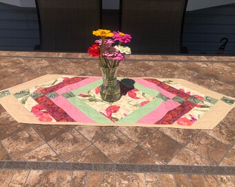 Floral quilted table runner
