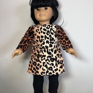 Leopard print Tunic dress and leggings  for 18 inch doll such as American Girl (hand-made)