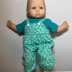 Overalls and top in various colors for 15&quot; boy or girl baby doll such as A.G. Bitty Baby