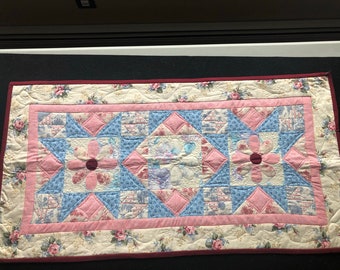 Springtime quilted hand made table runner
